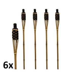 Zwart met bruine bamboe fakkels lengte 120 cm verpakt per 6 stuks
