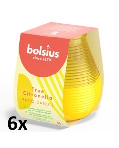 6 stuks citronella patiolights windlicht binnen- en buitenkaarsen in sierlijk geel sfeerglas, voordeel verpakking