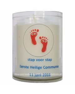 Bedrukte pvc houder met kaars erin