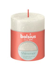Bolsius metalliek ivoor gelakte rustieke stompkaarsen 80/68 (35 uur) shimmer ivory 4 stuks