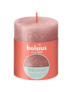 Bolsius metalliek roze gelakte rustieke stompkaarsen 80/68 (35 uur) Bolsius shimmer pink