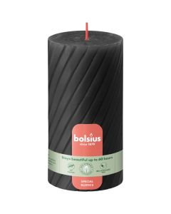 4 stuks Bolsius antraciet rustieke gedraaide stompkaarsen 130/68 mm (60 uur) - grootverpakking