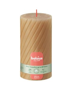 4 stuks Bolsius beige rustieke gedraaide stompkaarsen 130/68 mm (60 uur) - grootverpakking
