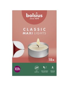 Bolsius classic maxi lights witte 10-uurs maxi waxinelichtjes verpakt per 108 stuks