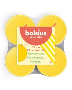 Bolsius True Citronella citroen geurend maxi geurtheelichtjes (8 uur) clear cups verpakt per 48 stuks