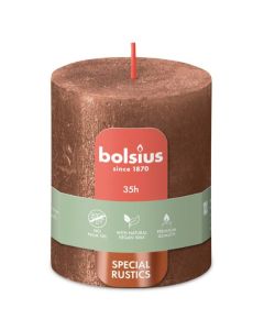 Bolsius metalliek bruin koper gelakte rustieke stompkaarsen 80/68 (35 uur) shimmer metallic copper 4 stuks