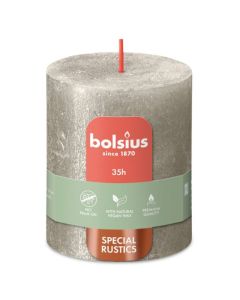 Bolsius metalliek zilver gelakte rustieke stompkaarsen 80/68 (35 uur) shimmer champagne 4 stuks
