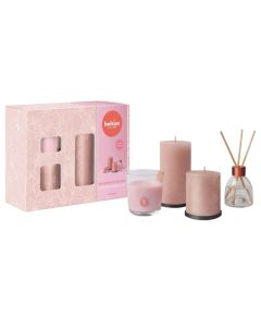 Bolsius cadeauset met magnolia geurstokjes, geurkaarsen, kaarsen en onderzetters