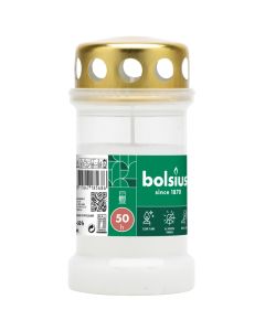 Bolsius grafkaars wit transparant met regen deksel nr. 3 133/67 (50 uur) verpakt per 24 stuks