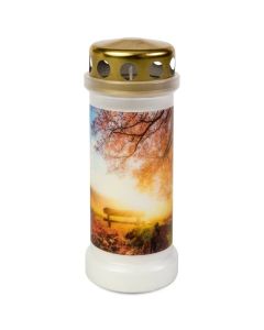 Bolsius witte graflicht met regen deksel nr. 6 173/67 (70 uur) herfst