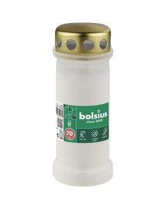 Bolsius graflichten wit transparant met regen deksel nr. 6 173/67 (70 uur) verpakt per 24 stuks