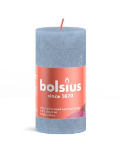 4 stuks Bolsius lichtblauw rustiek stompkaars 130/68 (60 uur) Sky Blue
