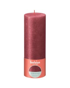 4 stuks Bolsius metalliek rood gelakte rustieke stompkaarsen 190/68 mm (85 uur) - grootverpakking