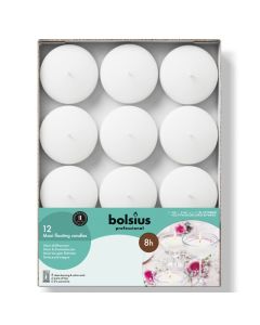 12 stuks Bolsius witte (8 uur) maxi drijfkaarsen