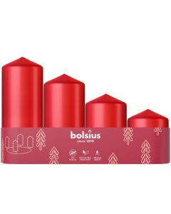 Bolsius rood stompkaarsen assorti Ø 48mm delicate red verpakt per 10 trays