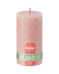 4 stuks Bolsius roze rustieke gedraaide stompkaarsen 130/68 mm (60 uur) - grootverpakking