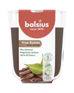 Bolsius true scents oud hout glazen geurkaarsen 97/85 mm (45 uur) verpakt per 4 stuks