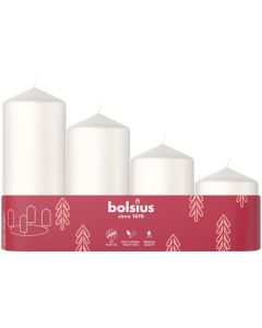 Bolsius witte stompkaarsen assorti Ø 48mm cloudy white verpakt per 10 trays