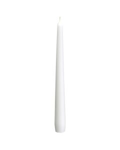 50 stuks dinerkaarsen van 24,5 cm lengte in de kleur wit, als voordeelverpakking