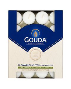 60 stuks Gouda witte 4,5-uurs waxinelichtjes in doos