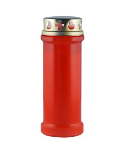 24 stuks KF Huismerk rode grafkaarsen nr. 6 met regen deksel 165/65 mm (60 uur) - grootverpakking