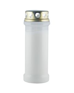 24 stuks KF Huismerk witte grafkaarsen nr. 6 met regen deksel 165/65 mm (60 uur) - grootverpakking