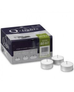160 stuks Q-lights witte maxi theelichten 25/59 mm (10 uur) - grootverpakking