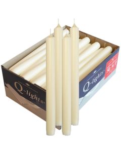 60 stuks dinerkaarsen van 25 cm lengte in de kleur wit, als voordeelverpakking