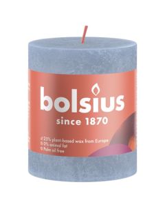 4 stuks Bolsius lichtblauw rustiek stompkaarsen 80/68 (35 uur) sky blue