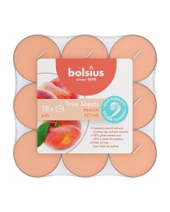 144 stuks Bolsius perzik - peach geurtheelichtjes (4 uur) True Scents