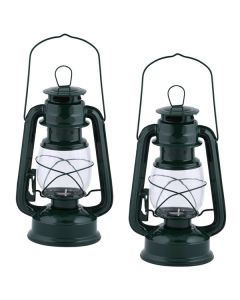 2 stuks KF Huismerk stormlantaarns - windlicht met theelicht, zwart 24 cm hoog (4 uur) - set