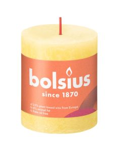 Bolsius zonnegeel rustiek stompkaarsen 80/68 (35 uur) Eco Shine Sunny Yellow
