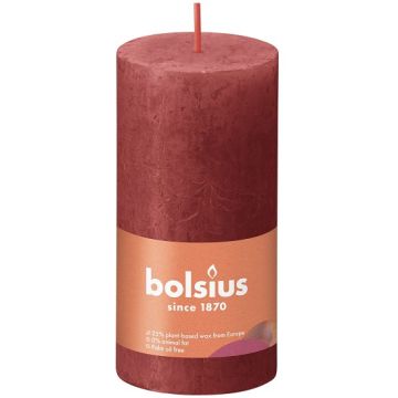 Bolsius rood rustiek stompkaarsen 100/50 (30 uur) Eco Shine Delicate Red