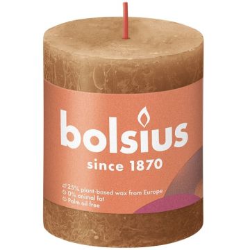 Bolsius bruin rustiek stompkaarsen 80/68 (35 uur) Eco Shine Spicy Brown