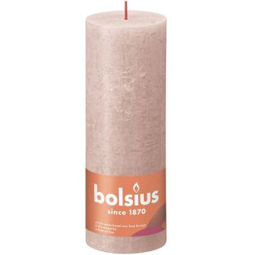 Bolsius poeder roze rustiek stompkaarsen 190/68 (85 uur) Eco Shine Misty Pink 