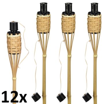 12 stuks mooie bamboe tuinfakkels 90 cm met doofdoppen