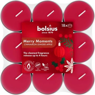 Geurtheelichtjes kaneel gember appel (4 uur) Bolsius true glow merry moments