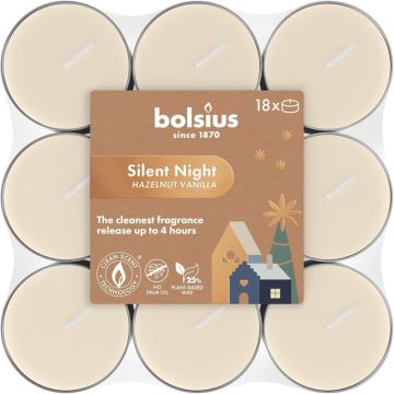 Geurtheelichtjes hazelnoot vanille (4 uur) Bolsius true glow silent night