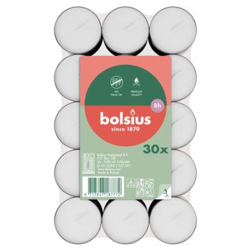 Bolsius witte 8-uurs waxinelichtjes verpakt per 180 stuks