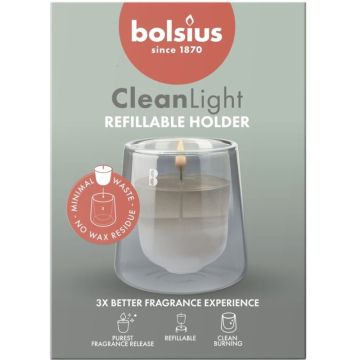 Bolsius Starterkit Clean Light Cypress & Amber (24 uur) verpakt per 4 stuks