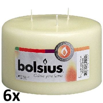 6 stuks Ivoor mammoetkaars 100/150 Bolsius als voordeelverpakking