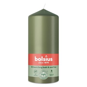 Bolsius olijfgroen stompkaarsen 130/68 (43 uur) fresh olive 6 stuks