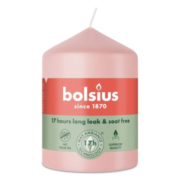 Bolsius roze stompkaarsen 80/58 (17 uur) misty pink 6 stuks