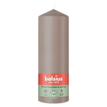 Bolsius taupe stompkaars 200/68 (75 uur) light taupe 6 stuks