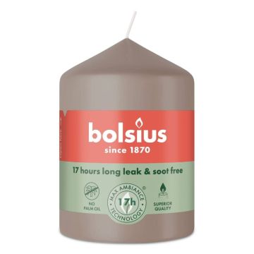 Bolsius taupe stompkaarsen 80/58 (17 uur) light taupe 6 stuks
