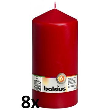 8 stuks wijnrood stompkaarsen 200/100 van Bolsius extra goedkoop in een voordeel verpakking