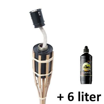 Bamboe tuinfakkels compleet met lonten en de benodigde olie