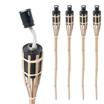 Complete set bamboe tuinfakkels met lont