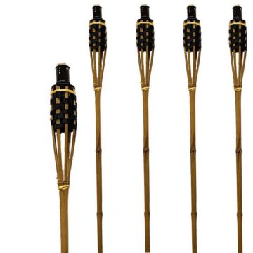 Luxe, 120 cm hoge bamboe tuinfakkels, zwart -bruin, compleet met lont