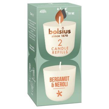 Bolsius clean light navullingen (24 uur) bergamot en neroli verpakt per 12 stuks